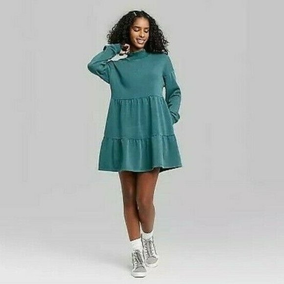 Women's Mineral Wash Long Sleeve Tiered Sweatshirt - Picture 1 of 6